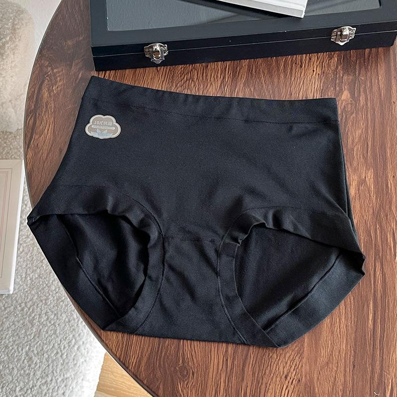 

Большой размер женские весенне-осенние новые простые универсальные трусы из чистого хлопка с высокой талией, утягивающие живот, бесшовные, с обхватом бедер L чёрный