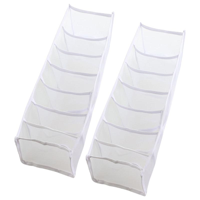 Foldable Sturdy Nylon Wardrobe Closet Divider Set of 2 Grids Clothes Organizers Home Accessory for Jeans and Sock