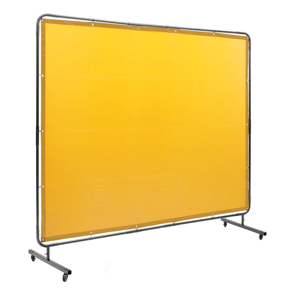 Welding Screen with Frame, 6' x 8' Welding Curtain Screen, Flame-Resistant Vinyl Welding Protection Screen on 4 Swivel Wheel (2 Lockable), Moveable &