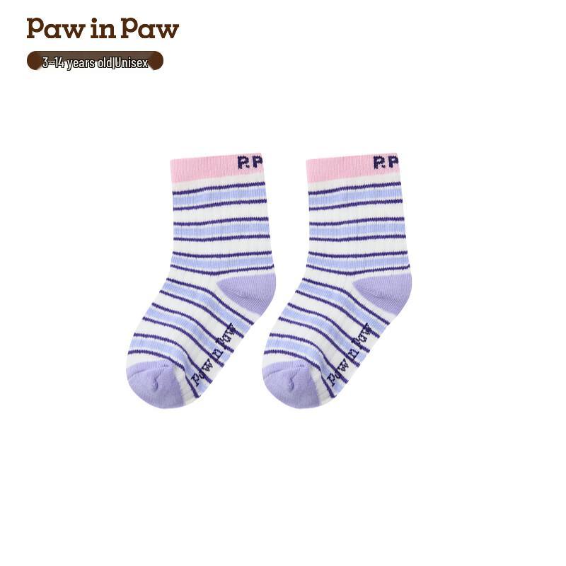 PawinPaw Kids  Cartoon Bear Mid-Calf Striped Socks 8-14 Years