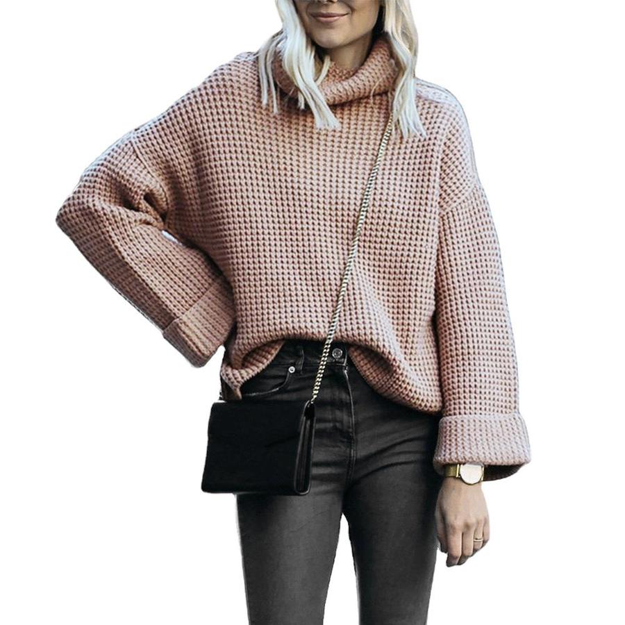 Fall Winter New High Neck Loose Knit Sweater Women's Pullover