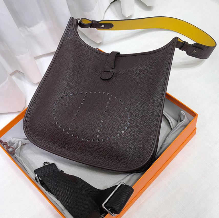 

Сумка Evelyn из коровьей кожи первого слоя, женская сумка из натуральной кожи, сумка-ведро с узором личи, мини-повседневная на плечо/кроссбоди 29x9x28cm кофейный