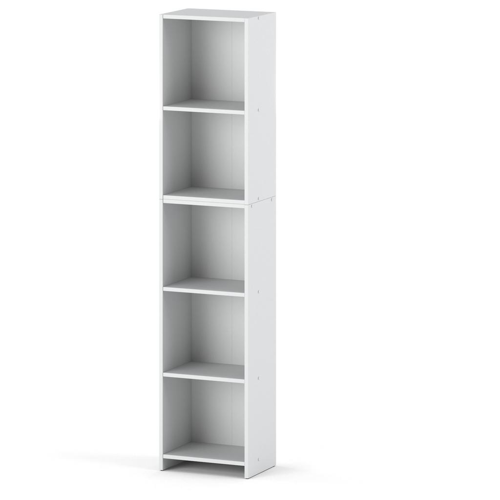 White Office Bookshelf 40cm 5 Shelves Standing Column For Toys Living Room