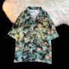 Unisex Vintage Hemdkragen Blumenhemd - Lockere Passform, Hongkong-Stil, Kurze Ärmel, Perfekt für Strand und Paare