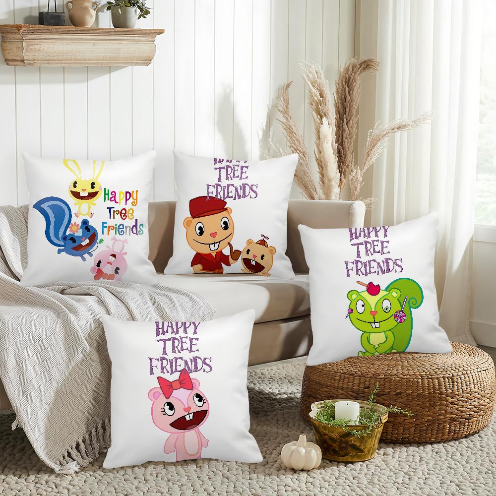 Anime Happy T-tree Friends Pillow Case Suitable For Bedrooms Living Rooms Cars Home Decoration