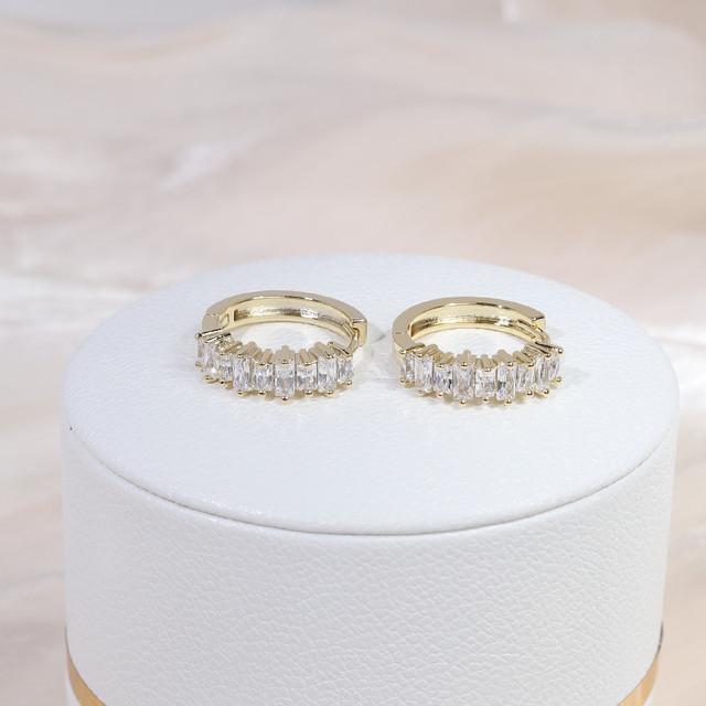 Creative Simple Design Lock Square Earring 14K Real Gold Exquisite Copper Inlaid Zircon Women Earrings Jewelry