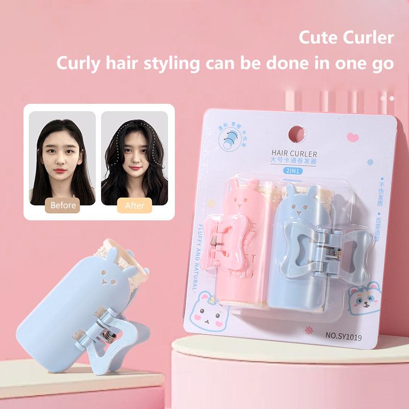 

2 шт./набор Мультяшные бигуди для волос Самозакрепляющиеся крючки Бигуди для завивки волос Салонный парикмахерский инструмент для завивки Липкий инструмент для укладки волос 2Pcs