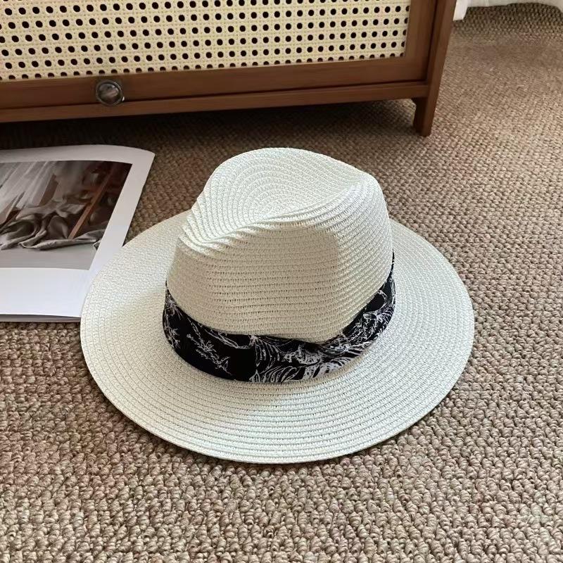 

Male Foldable Big Head Straw Hat Panama Summer Outdoors Cowboy Hat Sandy Beach Sun Hats Man Plus Size Fedora Hat білий