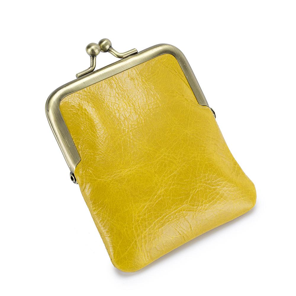 Cartera Pequeña Retro de Cuero de Vaca Encerado para Monedas para Mujer