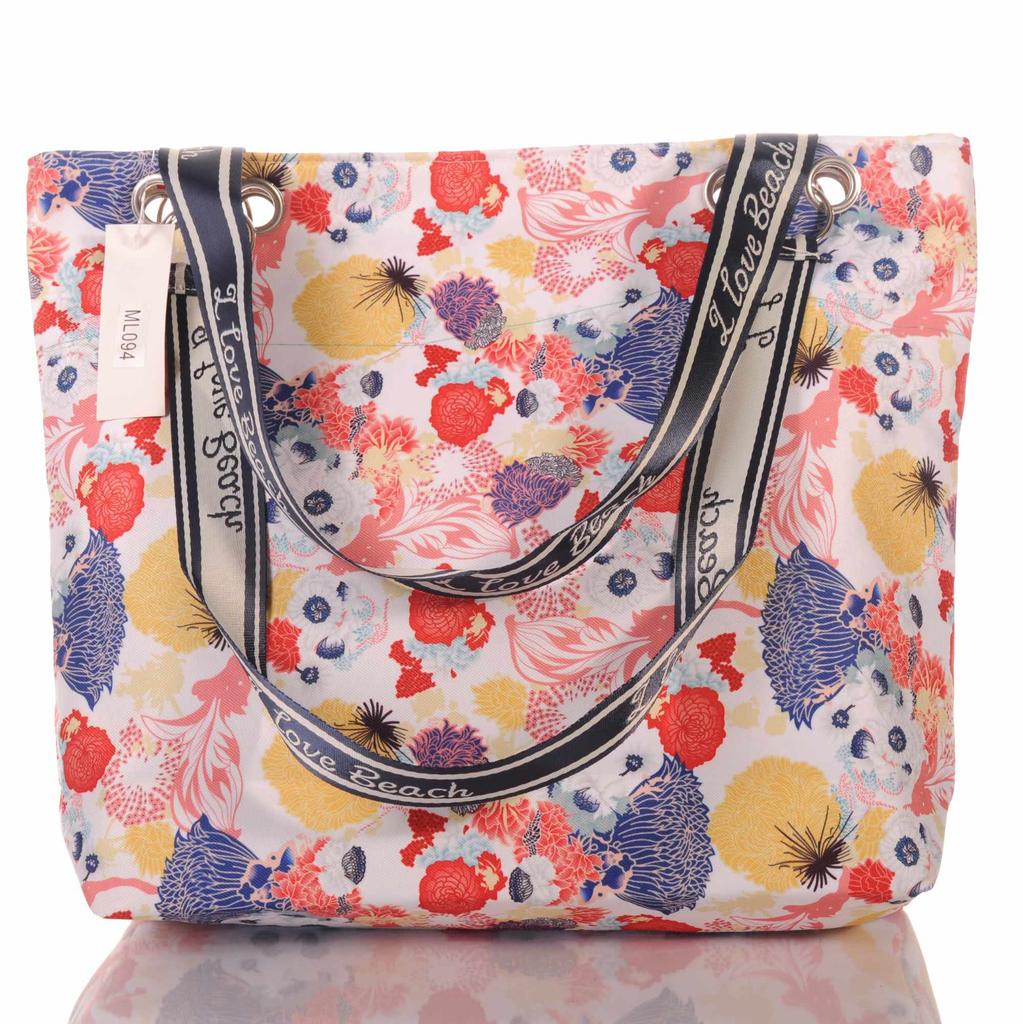Strandtasche mit Reißverschluss – Florales Design