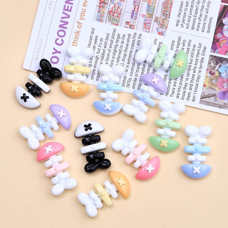Colorful Cartoon Fish Bone Resin Hair Clips & DIY Croc Charms for Kids