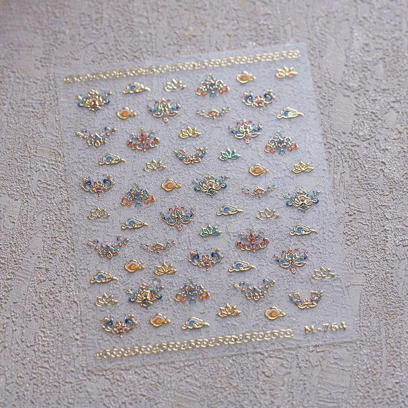 

Qiji Бронзовый Китайский Стиль Облачный Узор Текстура Лотоса Наклейка для Ногтей Водонепроницаемая Наклейка для Ногтей Декоративные Наклейки Орнамент M764 M764 (bronzing stroke)