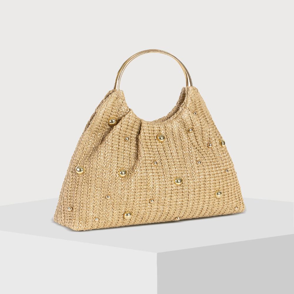 2025 Nuova Moda Borsa a Mano da Donna con Perline in Paglia Borsa da Spiaggia per Viaggio Vacanza al Mare Tempo Libero Manico ad Anello Popolare Borsa da Sera da Donna Regalo di Vacanza per Moglie