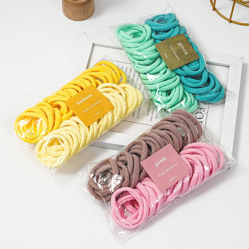 50Pieces Set of Dual Color Four Season High Elastic Seamless Hair Rope Simple and Durable Fashionable Leather Band Soft Knitt