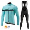 Winter Thermal Fleece Long Sleeve Cycling Jersey Set Bib Pants Ropa Ciclismo Bicycle Clothing MTB Bike Men Pro Team Suit