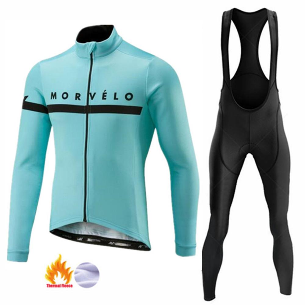 Winter Thermal Fleece Long Sleeve Cycling Jersey Set Bib Pants Ropa Ciclismo Bicycle Clothing MTB Bike Men Pro Team Suit