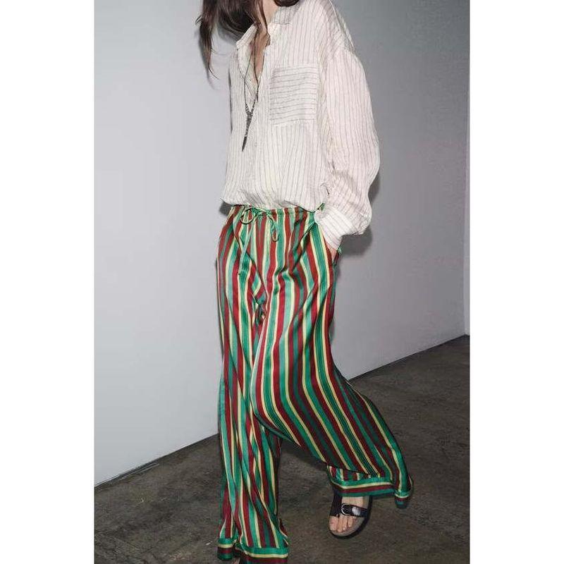 Zbzr Spring New Women Clothes Western Style Fashion Temperament Stripe Pajamas Style Pants 8399021 330