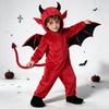 Roztomilý červený ďábel overal Cosplay oblečení s rohy křídly ocasem na karneval maškarní ples scénu party focení Halloween Cosplay