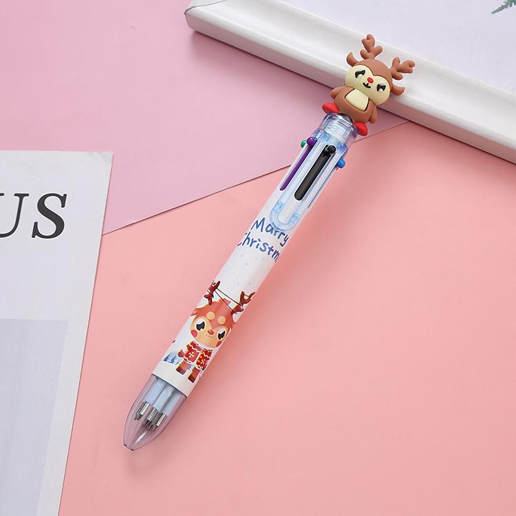 Christmas 6-Color Ballpoint Pen: Cute Holiday Gift for Students, Colorful Journaling & Office Stationery