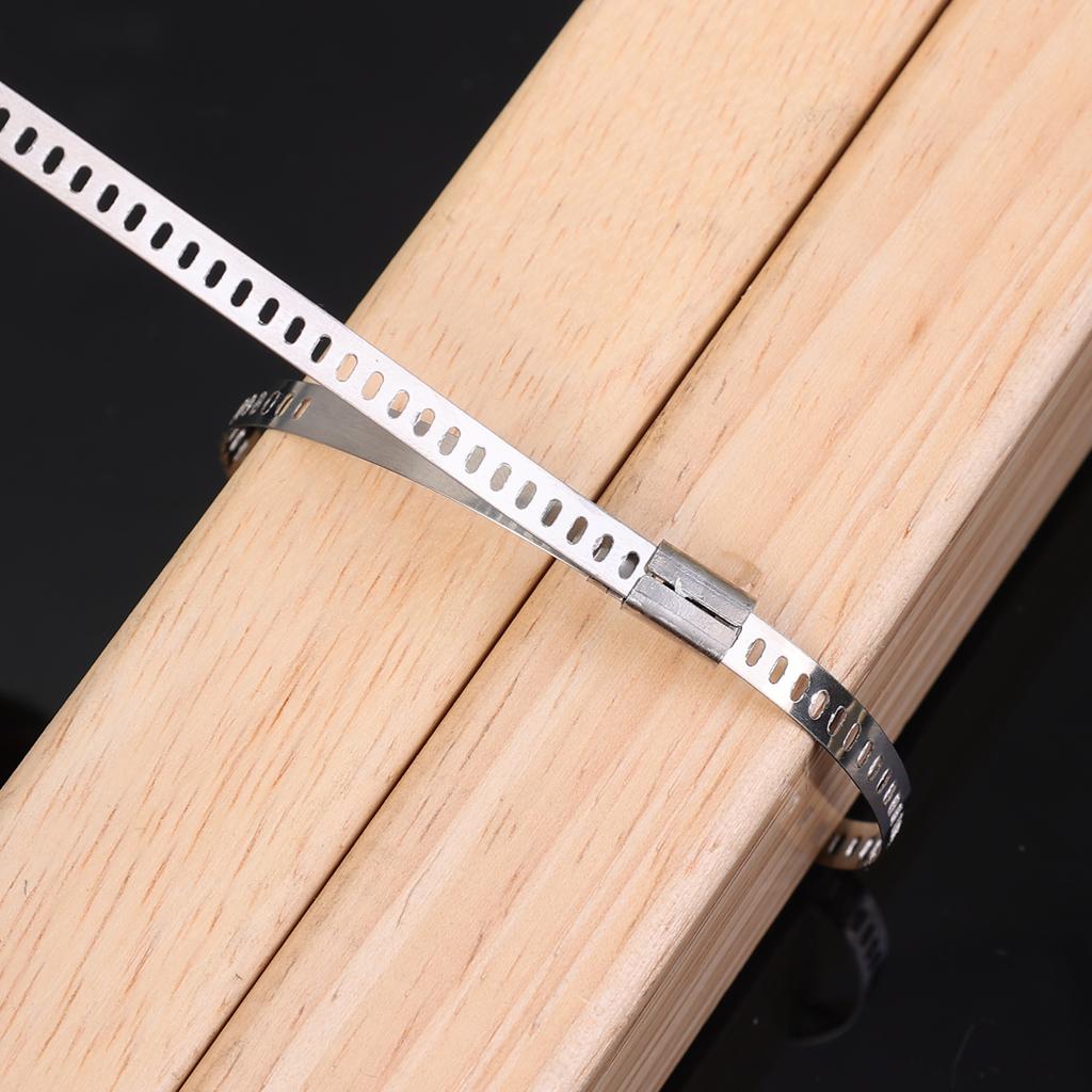 10/100pcs Stainless Steel Cable Ties 5mm Heavy Duty Self-Locking Cable Zip Tie Multi-Purpose Metal Exhaust Wrap Locking Ties