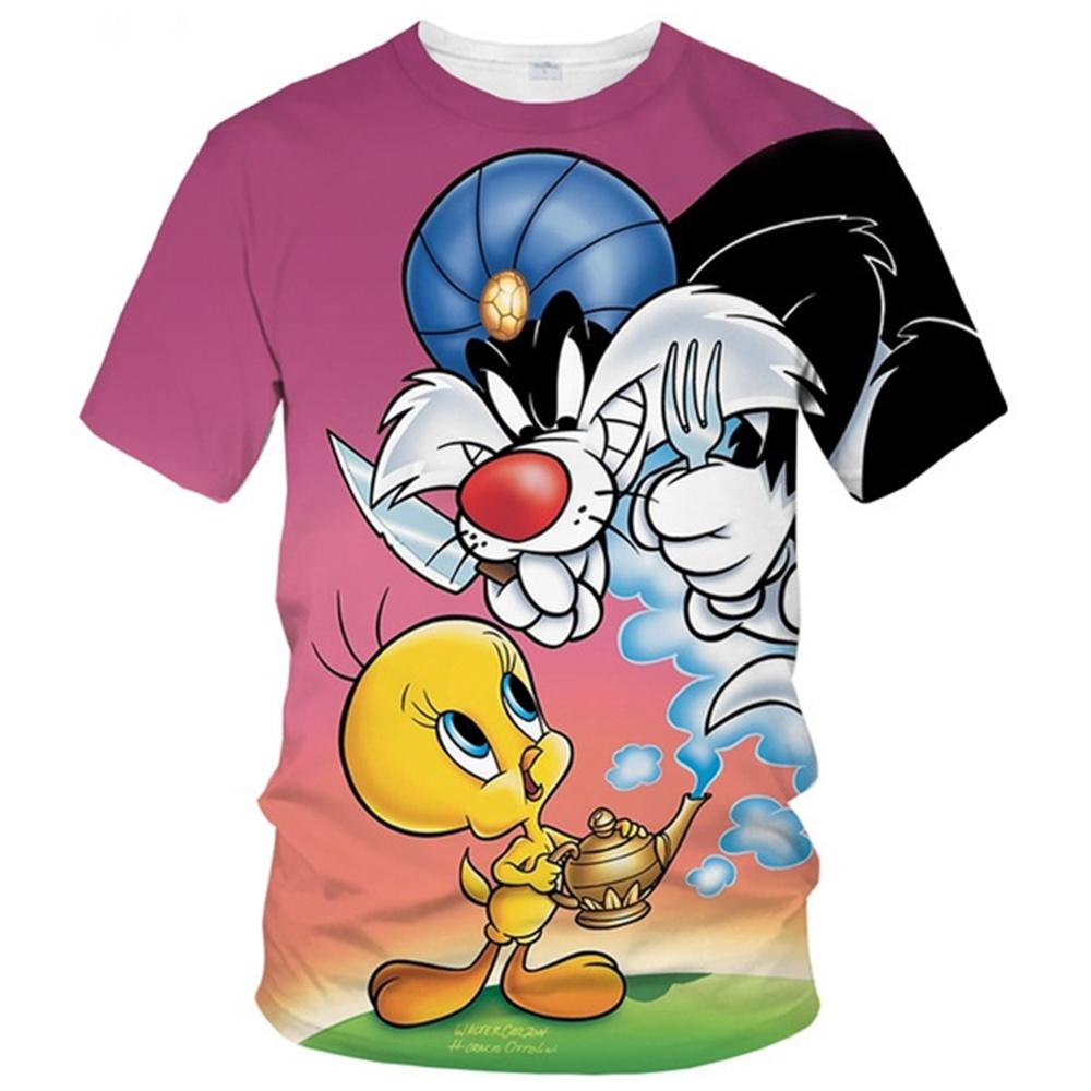 Verkaufe Sommer-Modetrend T-Shirt 3D-Druck niedliches Entenmotiv lässig und bequem Rundhalsausschnitt Oberteil