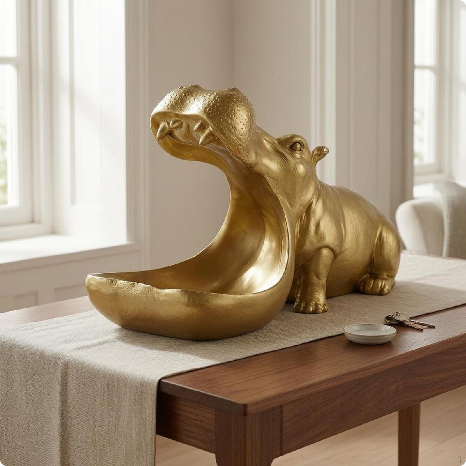 Hippo Tray Carved Animal Bowl Textured