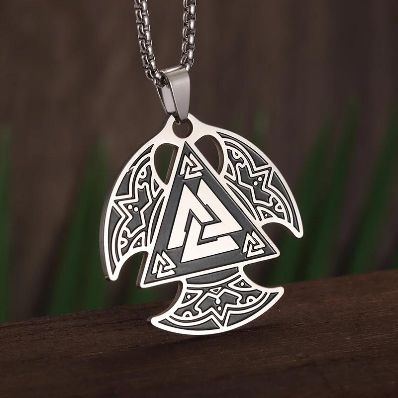 Silver Stainless Steel Witch Knot Pendant Necklace Celtic Knot Lucky Jewelry Christmas Gift for Friends Family