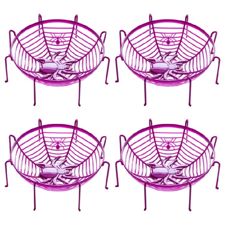 4Pcs Halloween Spiderweb Basket Candy Bowls Hand Grabbing Candy Holder Party Dining Table Candy Stand Fruit Plate