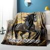 1PC Custom Name Equestrian Dreams flannel blanket versatile,all-season throw suitable for the living room,bedroom,camping,travel,and gift