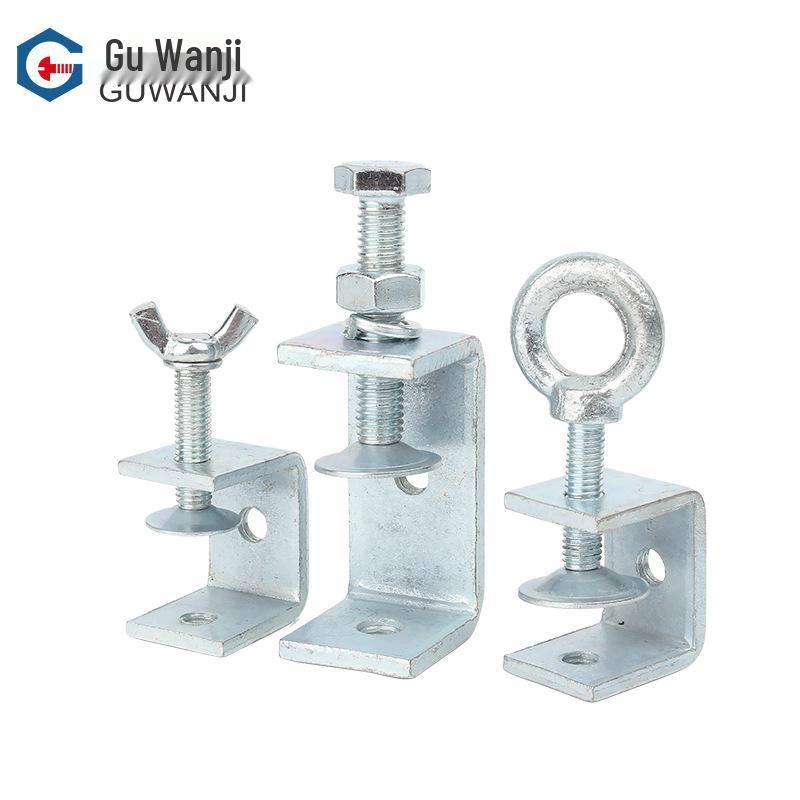 Galvanized 304 Steel U-Shaped C-Clamp with Hand-Tightened Eye for Pipe Fixing