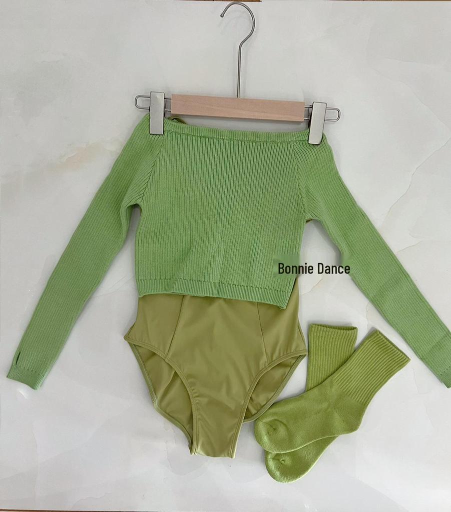 Children's Long Sleeve Dance Cardigan Shawl - Off-Shoulder Autumn/Winter Sweater for Girls' Practice Wear