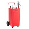 132.5L Fuel Gas Caddy, Carbon Steel, Portable Fuel Transfer Storage Tank with Manual Pump & 4 Rolling Wheels, Gasoline Diesel Can Container