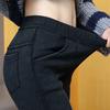 Dámské legíny z imitace džínoviny Zimní flanel Warm Plus Velvet Super elastické kalhoty Plus Size Kalhoty