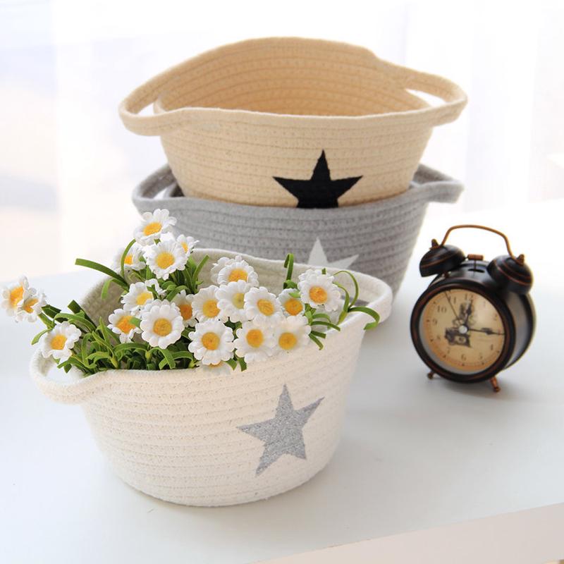 Household Items Cotton Woven Finishing Basket Nordic Five-pointed Star Cotton Rope Storage Box