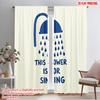 2pcs 2D Flat Printing Scene Curtains Singing Blue 100% Polyester Fabric Without Electricity Festive Holiday for Holiday Family