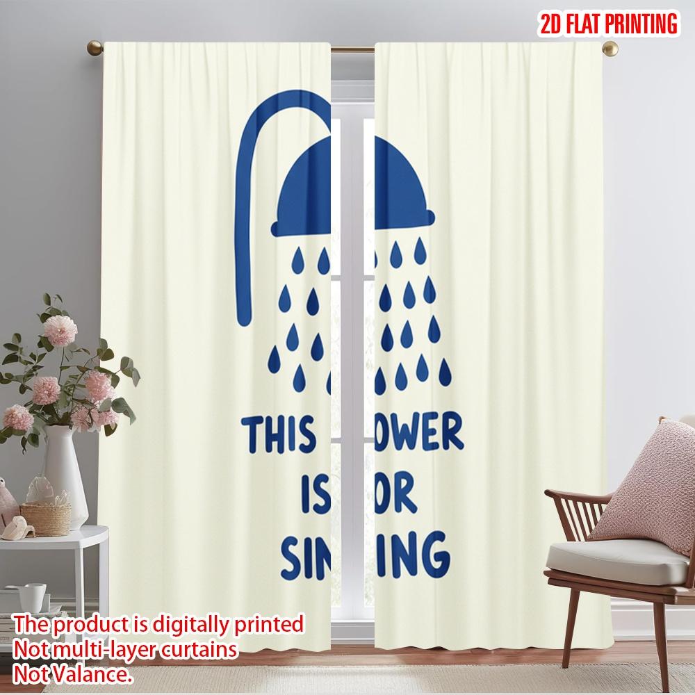 

2pcs 2D flat printing Scene Curtains Singing Blue 100% Polyester Fabric Without Electricity Festive Holiday for Holiday Family 52.50×116.00 CM 2pcs