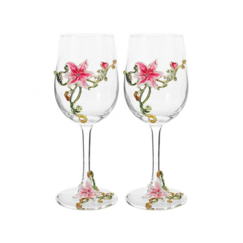 Cocktails Glasses Enamel Glass Wine Cup Standing Cup Design Wedding Celebration 2Pcs