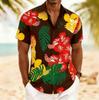 Men's Hibiscus Tropical Print Short Sleeve Shirt, Spring Summer Vibrant Hawaiian Vacation Blouse, Loose Casual Top
