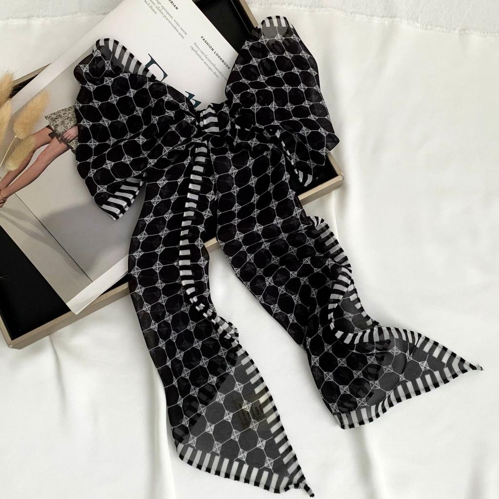 Scarf for Women Versatile Neck Flower Scarf Versatile Striped Headband Hairband Scarf