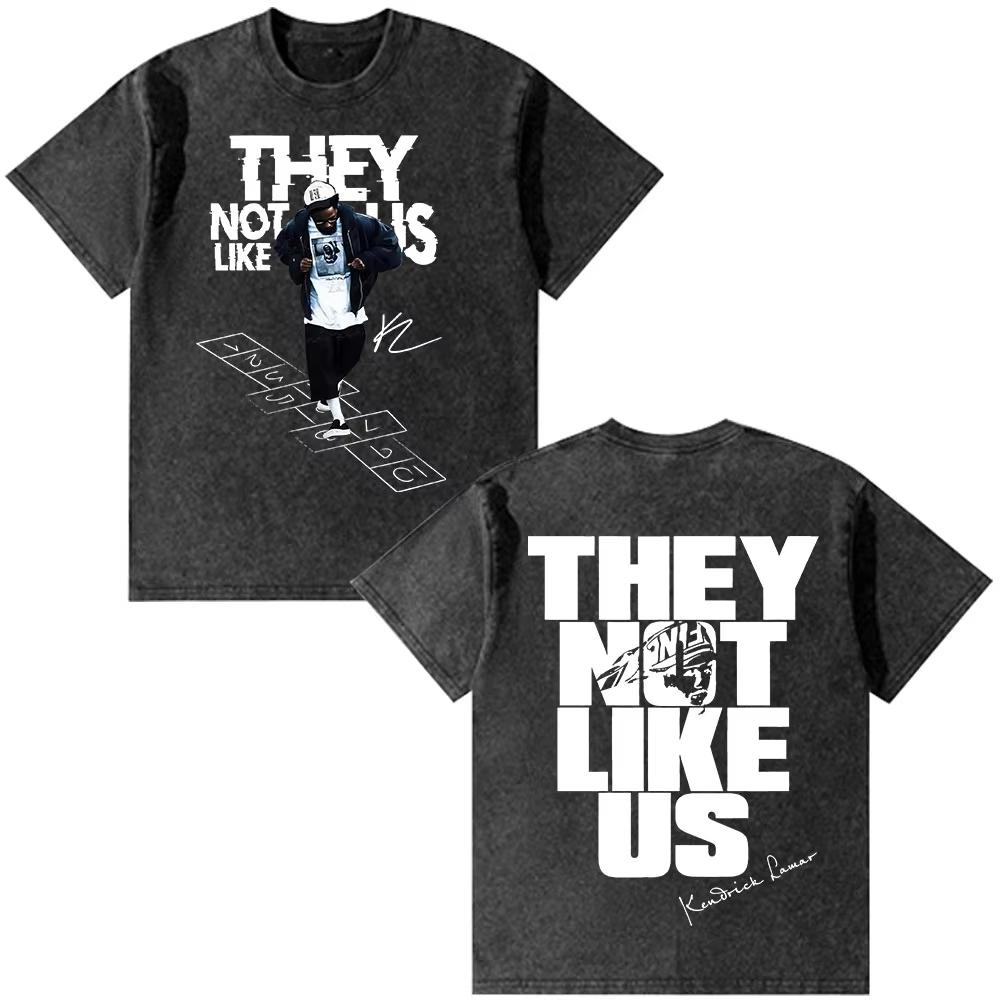 2026 Hot Sale Rapper Kendrick Lamar They Not Like Us T-shirt Men Women Fashion Hip Hop Vintage Washed Oversized T-shirts Summer Cotton Short Sleeve L