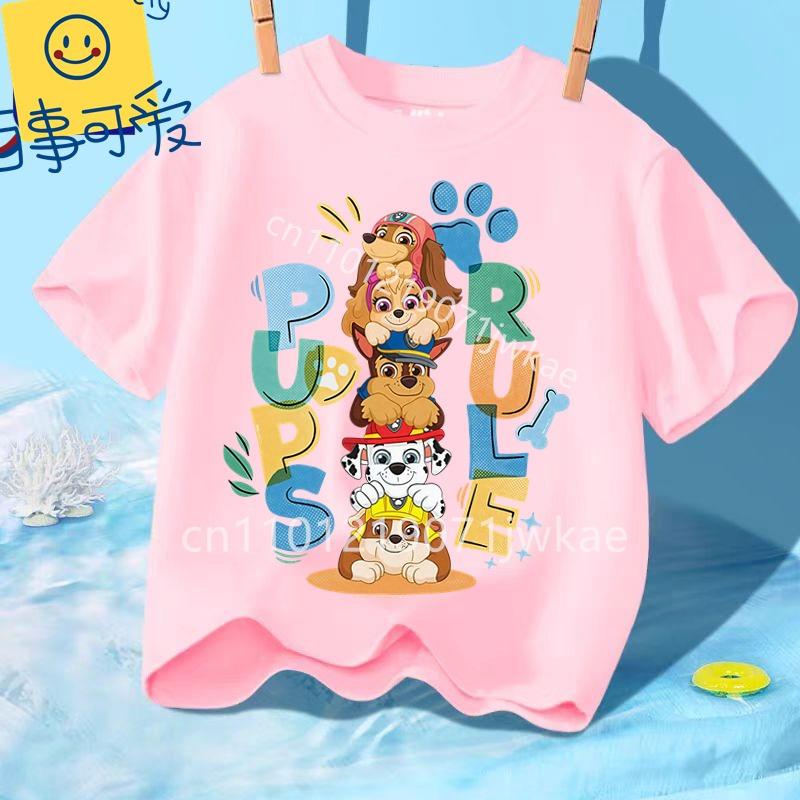 Kids Paw Patrol Cartoon Graphic Baby T Shirt Cotton Casual Short Sleeve Tee Boys and Girls 2026 Summer Toddler Clothing Tops