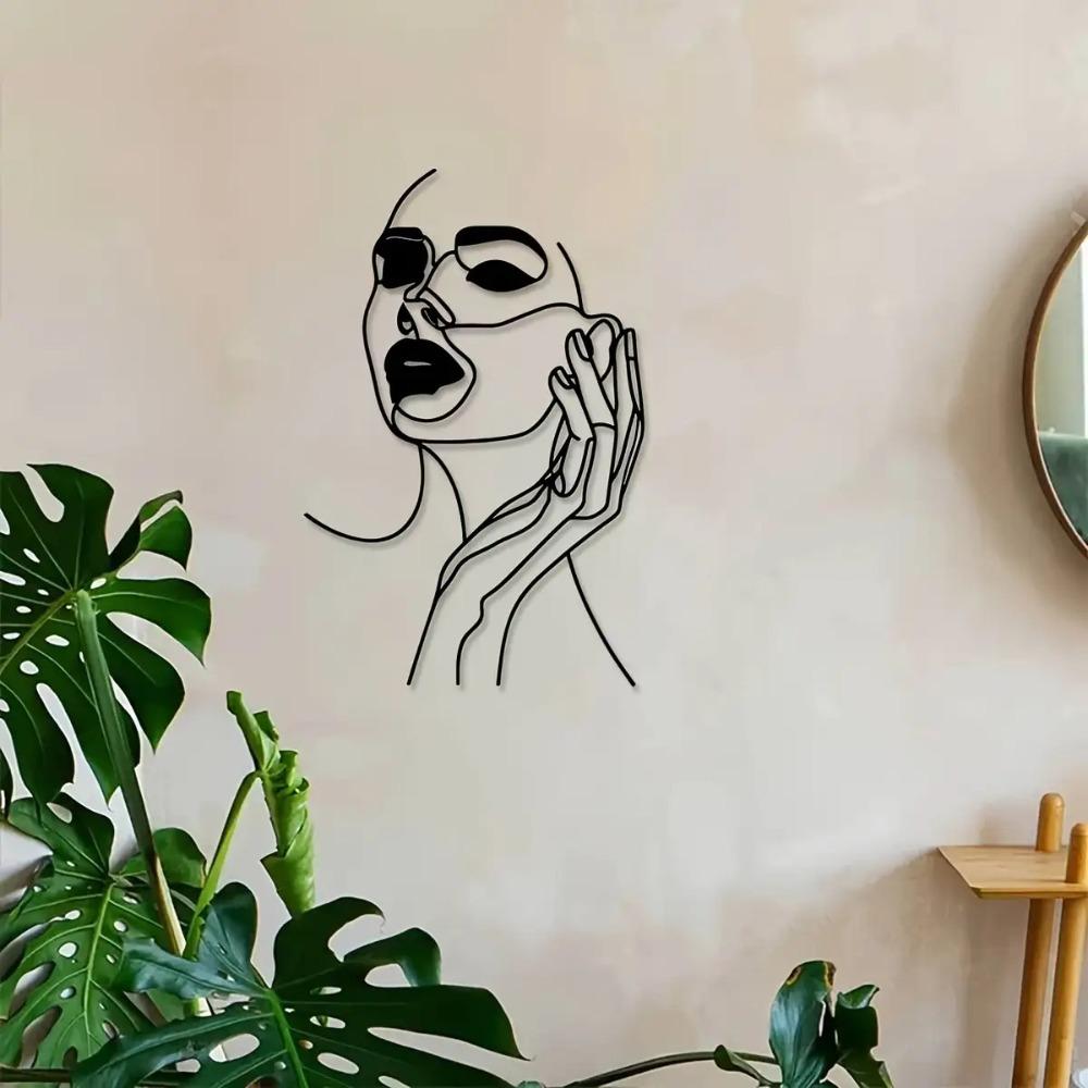 Elegant Metal Girl Wall Art Iron Sculpture for Indoor Outdoor Modern Farmhouse Living Room Office Patio Balcony Durable