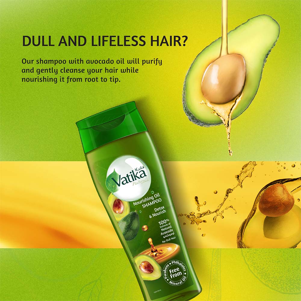 Shampoo For Dull Hair | Strengthen & Nourish | Vatika Naturals Avocado Nourishing 2-in-1 Oil Shampoo 425 Ml | Natural & Herbal Enriched with Avocado |