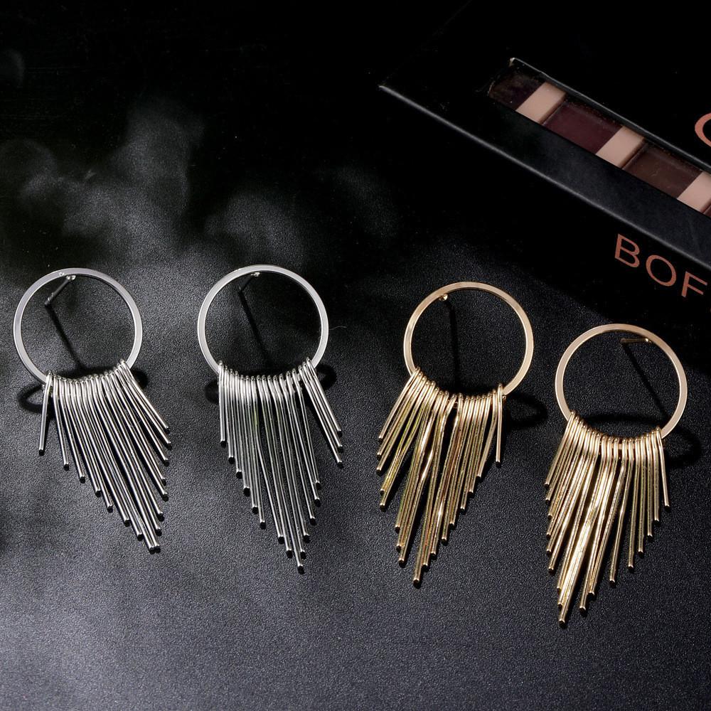 Western Trendy Style Alloy Tassel Dangle Earrings Golden And Colors Silver