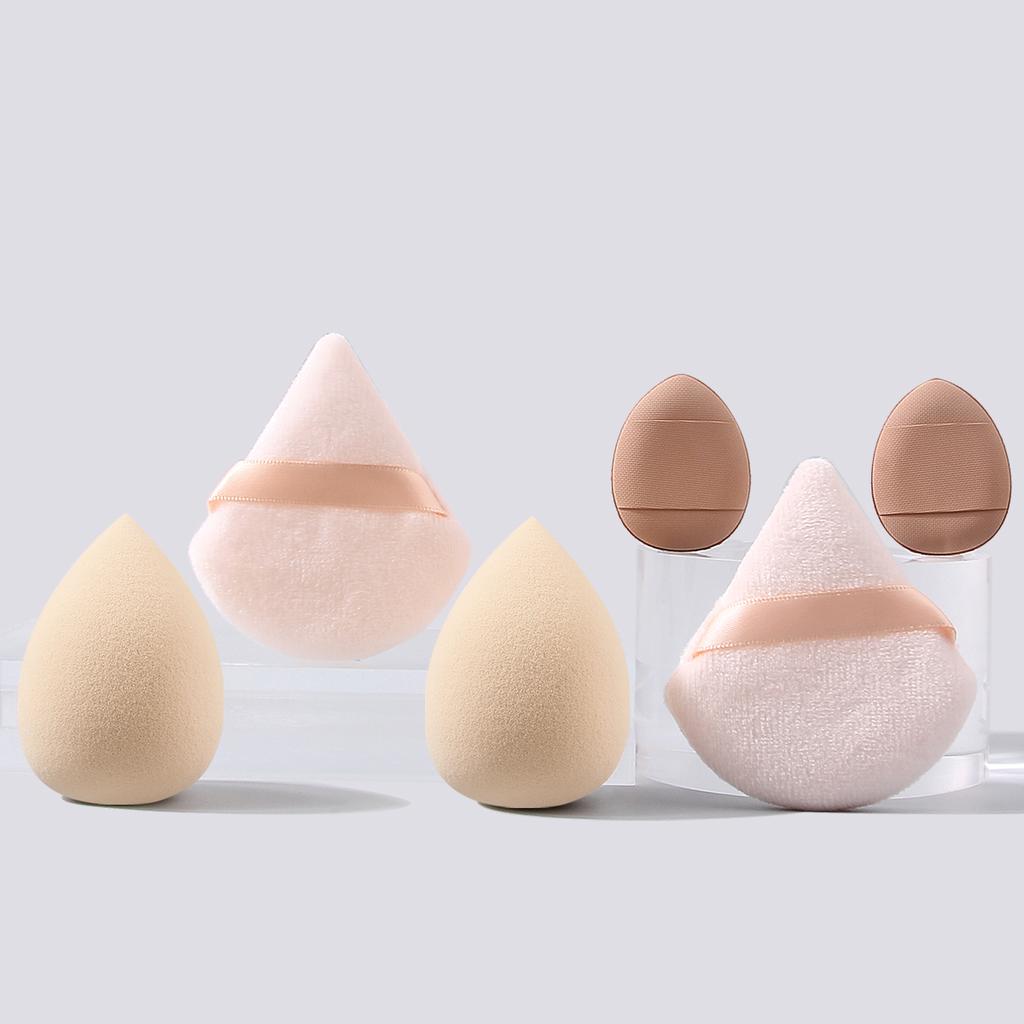 6PCS makeup sponge sets-2 beauty eggs+2 triangular powder puffs+2 thumb puffs Soft Foundation/Concealer/Blush Professional tools