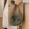 Vintage Canvas Hobo Bag Women's Shoulder Bag Solid Color Crossbody Bag