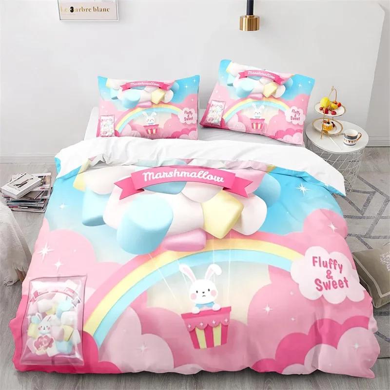 

Cartoon Animal Cute Rainbow Rabbit Bedding Set Single Twin Double Queen King Cal King Size Bed Linen Set 70x133cm 2pcs