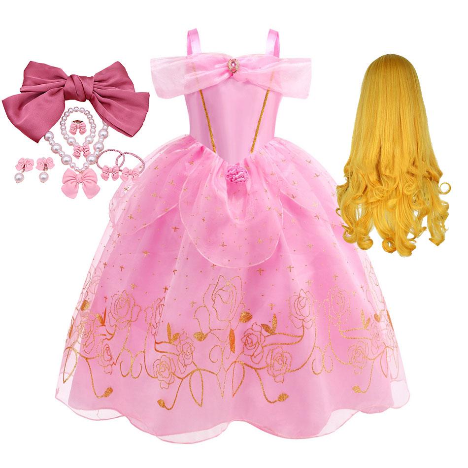 Sleeping Beauty Costume Play Princess Carnival Aurora Birthday Princess Party Dress Halloween Apparel Purim Fairy Vestido
