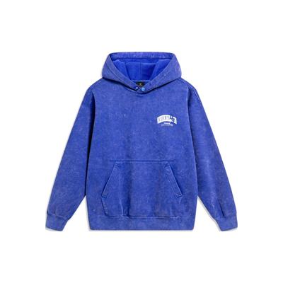 Li-Ning Wade Serisi Yazılı Baskılı Kapüşonlu Polar Bol Kesim Kazak Erkek Sweatshirt Rüya Mavisi AWDU015-3