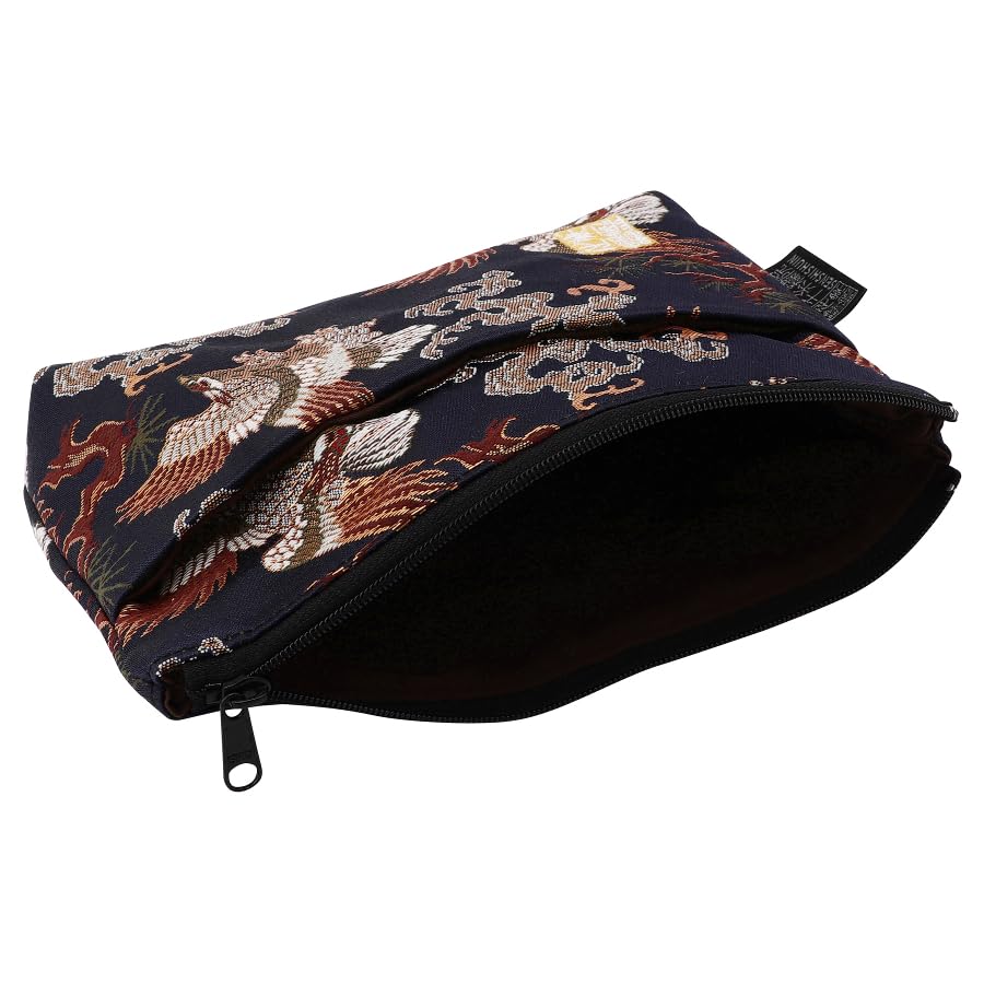 Senshishuin Nishijin Brocade Pouch (Lined) Navy Blue Washimatsu (Small)